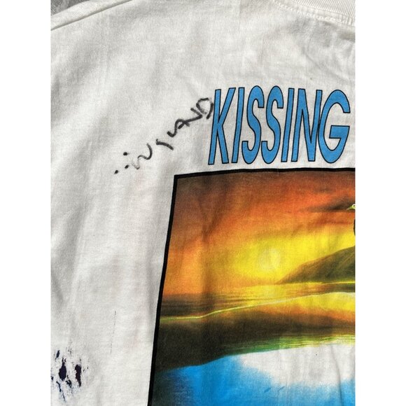 1990 Wyland Studios Kissing Dolphins Men's T-Shirt Hand Signed Painted Large VTG - Picture 8 of 12